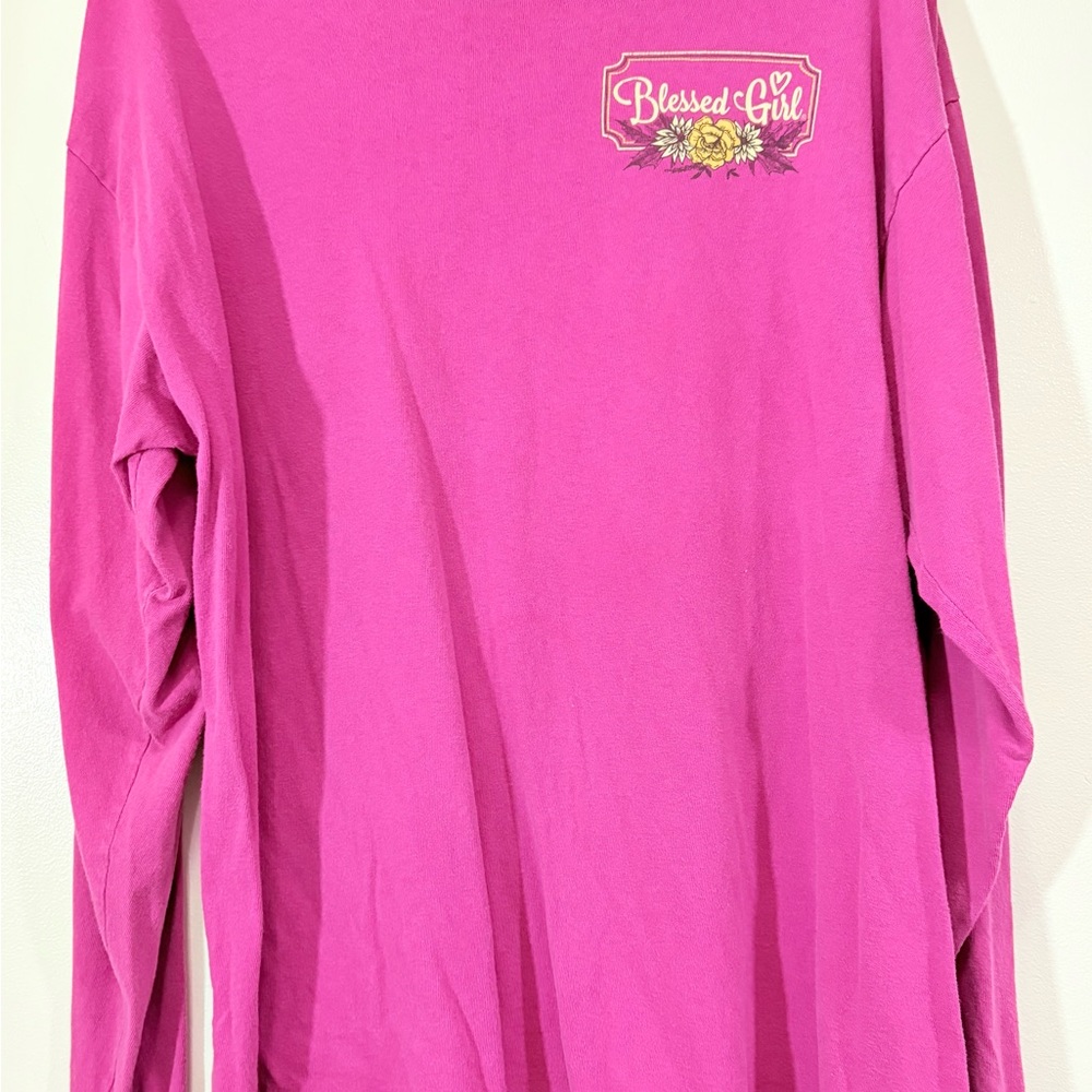 Gildan Pink Long Sleeve Tee Casual Cotton Blend - Picture 2 of 7